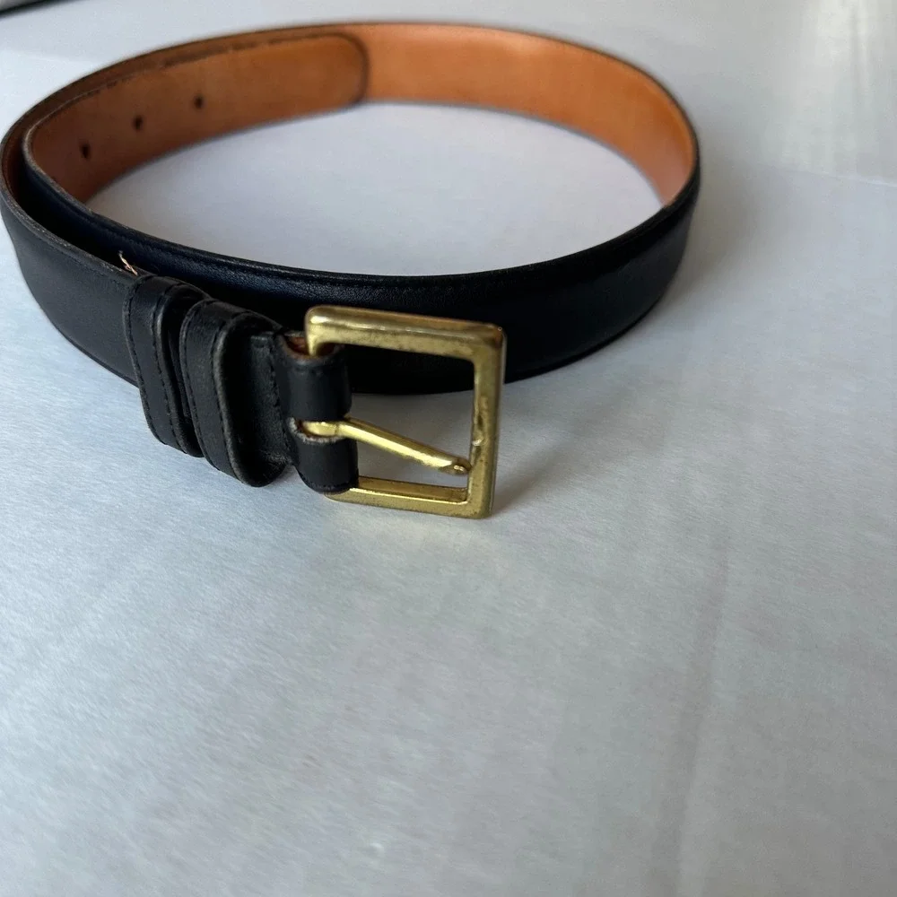 Vintage Coach Black Leather Belt Solid Brass Buckle 7600 size 30 USA Made